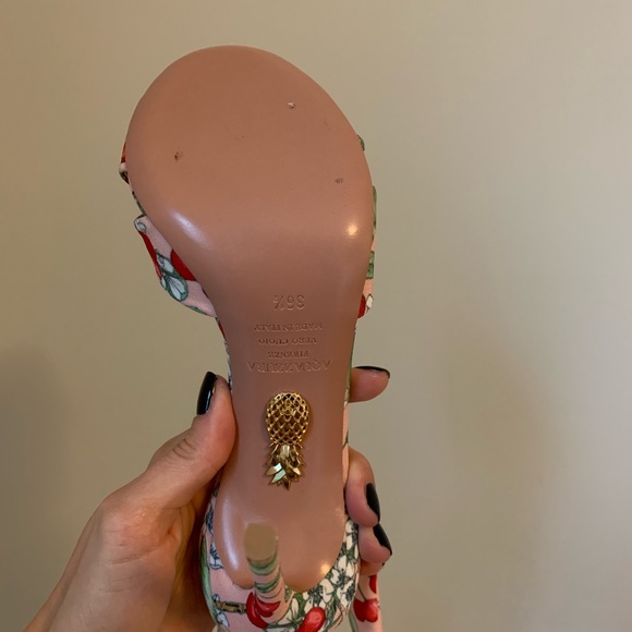 NEW Aquazzura All Tied Up Sandal in Cherry Blossom - Picture 4 of 7